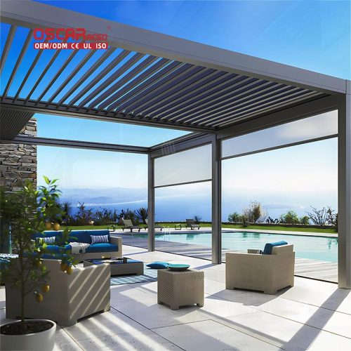 Modern Aluminium Waterproof Motorized Louvered Roof Pergola Bioclimatic Kits Gardens Patios and Backyards Retractable Pergola