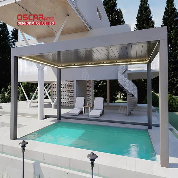 Electric Aluminium Metal Pergola Garden Terrace Roof Ideal Outdoor Living in Patio Balcony Courtyard Retractable Pergola