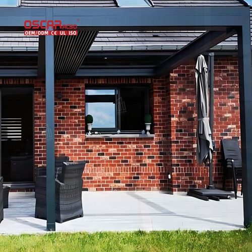 Waterproof Rotating Outdoor Aluminum Louver Roof Electric Led Patio Cover Garden Backyard Poolside Retractable Pergola