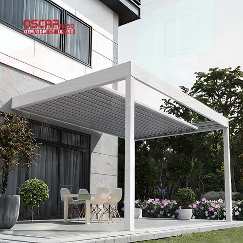 Outdoor Waterproof Aluminium Louver Structure Shade and Ventilation Ideal Gardens Patios and Backyards Retractable Pergola