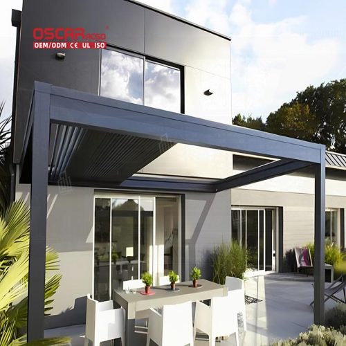 Outdoor Waterproof Electric Adjustable Bioclimatic Louvered Aluminum Gazebo Garden Yard Terrace Roof Event Retractable Pergola
