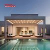 Roof Louver Bioclimatique Aluminum Pergola with Remote Control and Zipper Blinds Garden Patio Backyard Retractable Pergola