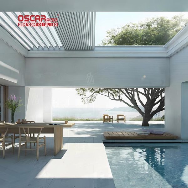 Customized New Design Waterproof Louvered Bioclimatic Aluminum Roofing Outdoor Motorized Pergolas Retractable Pergola